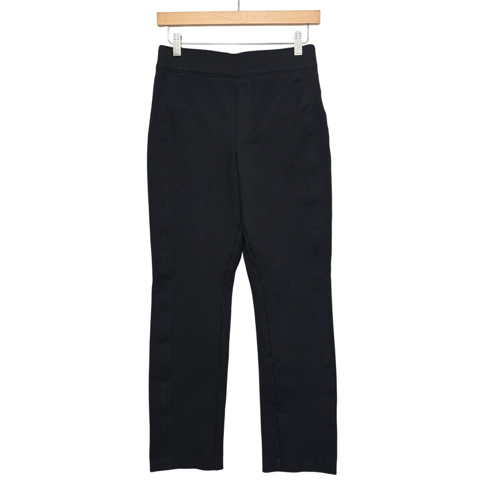 SPANX Black Ponte Knit Pants M M Elastic Waist Cropped Leg Slim Fit